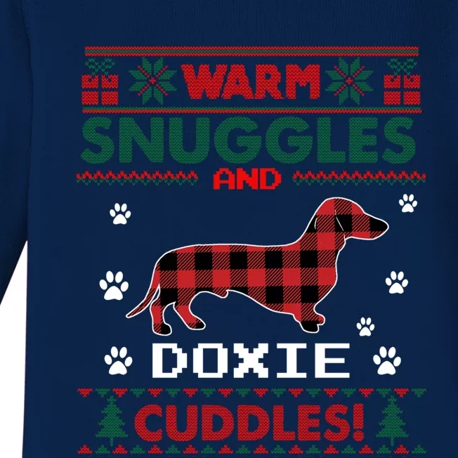 Doxie Lover Christmas Pajama Gift Ugly Christmas Sweater Funny Gift Baby Long Sleeve Bodysuit