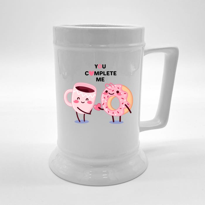 Donuts Love Coffee Valentine's Day You Complete Me Y Gift Front & Back Beer Stein