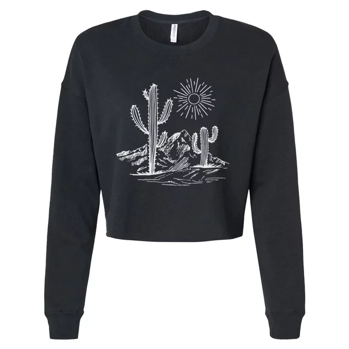 Desert Life Cactus Cropped Pullover Crew