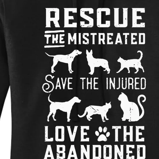 Dog Lover Cat Lover Rescue Save Love Animal Rescue Awareness Women's Pullover Hoodie