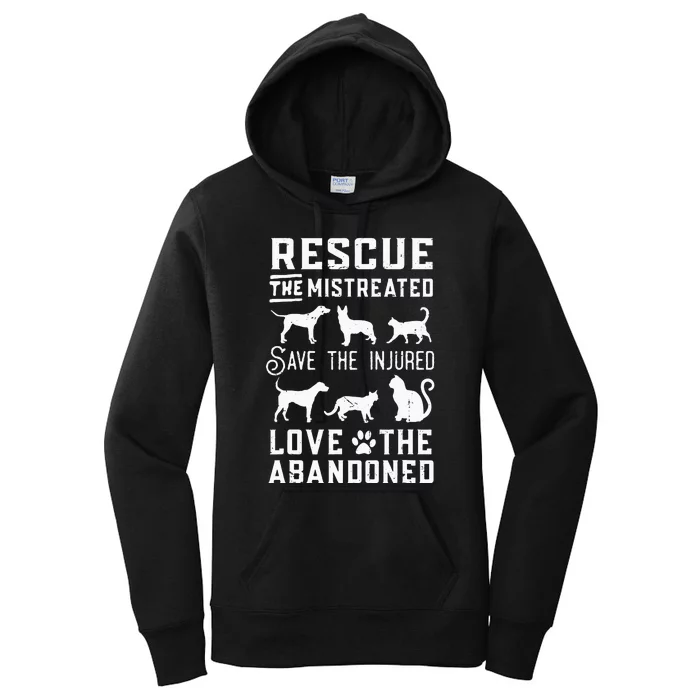 Dog Lover Cat Lover Rescue Save Love Animal Rescue Awareness Women's Pullover Hoodie