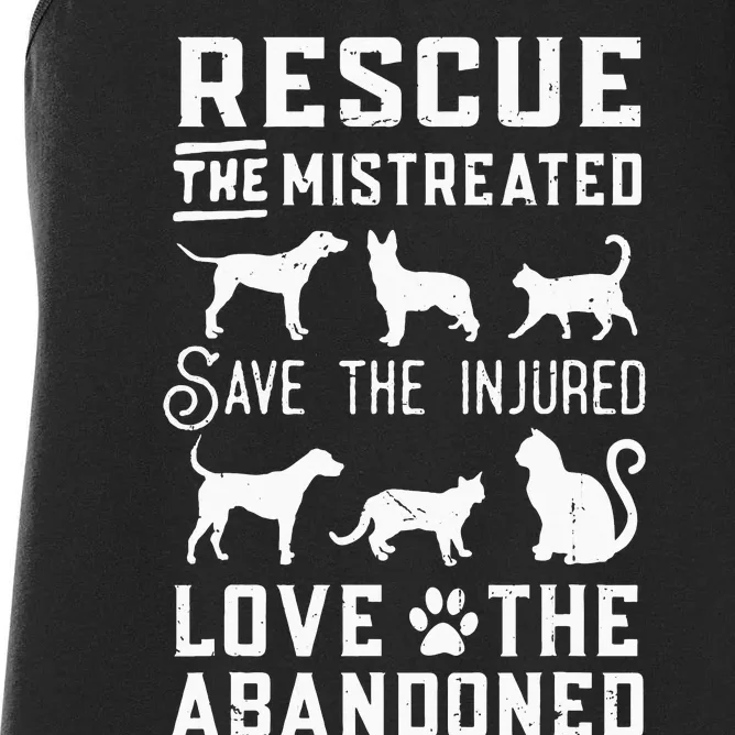 Dog Lover Cat Lover Rescue Save Love Animal Rescue Awareness Women's Racerback Tank