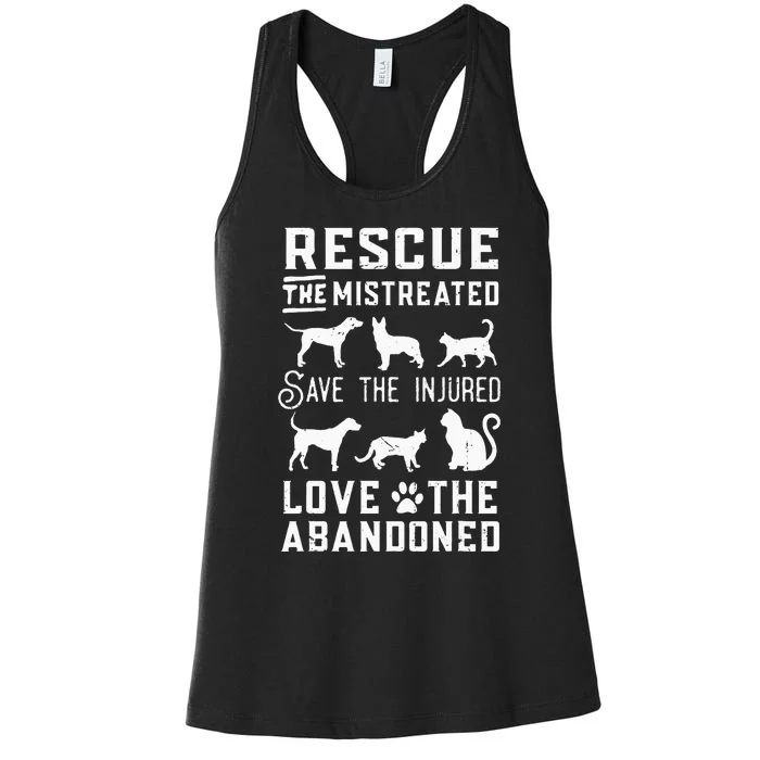 Dog Lover Cat Lover Rescue Save Love Animal Rescue Awareness Women's Racerback Tank