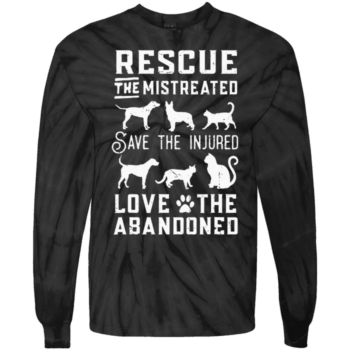 Dog Lover Cat Lover Rescue Save Love Animal Rescue Awareness Tie-Dye Long Sleeve Shirt