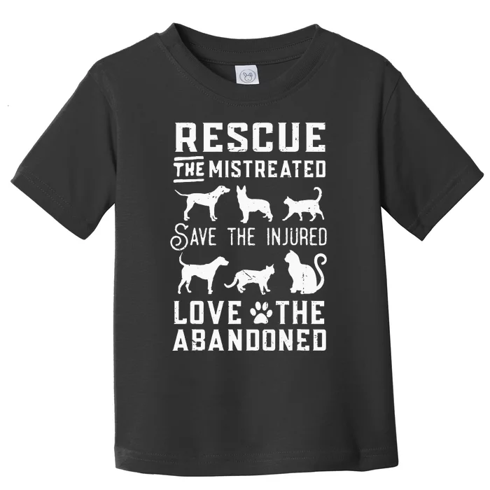 Dog Lover Cat Lover Rescue Save Love Animal Rescue Awareness Toddler T-Shirt