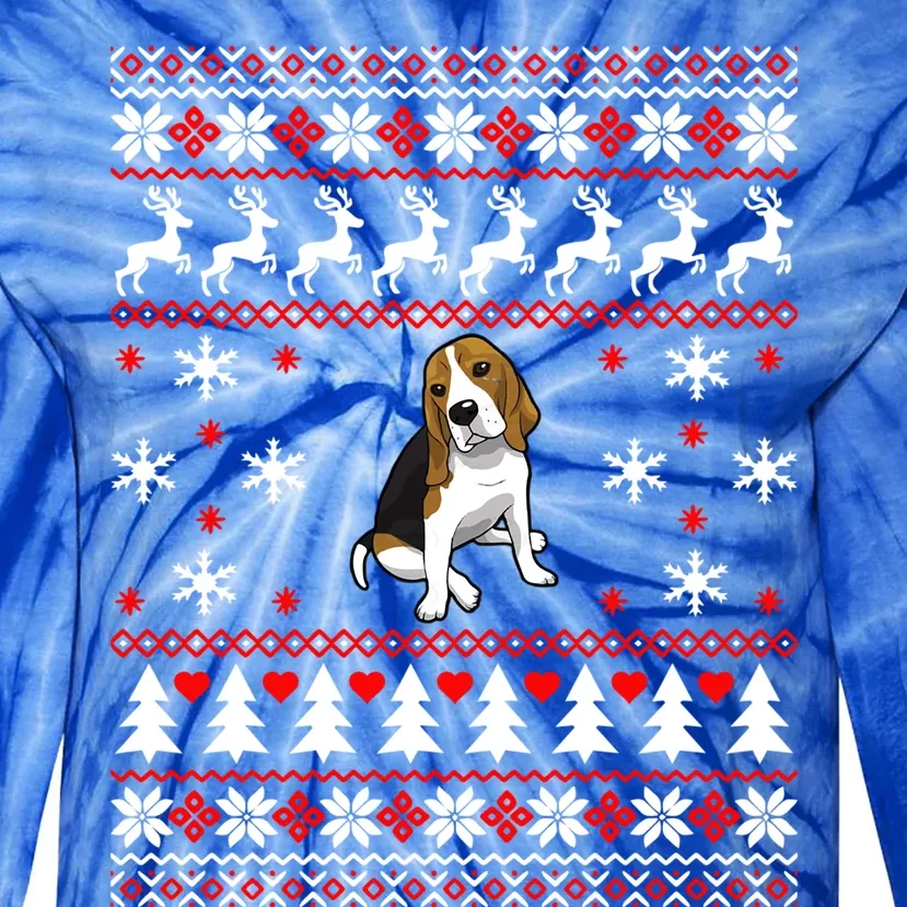 Dog Lover Christmas Funny Gift Beagle Ugly Christmas Cute Gift Tie-Dye Long Sleeve Shirt