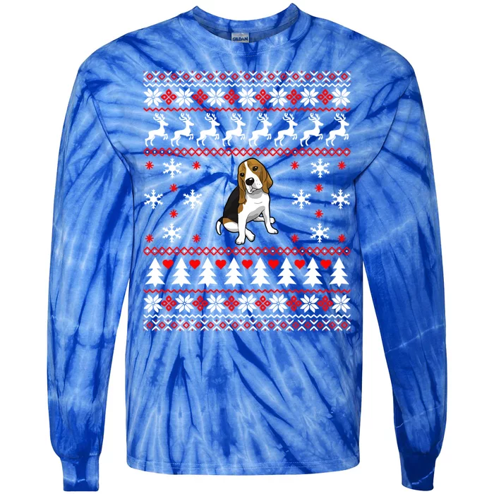 Dog Lover Christmas Funny Gift Beagle Ugly Christmas Cute Gift Tie-Dye Long Sleeve Shirt