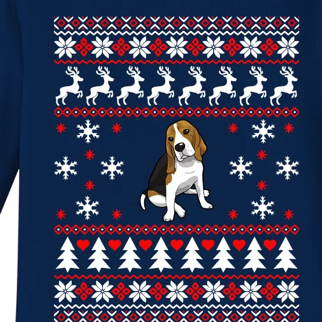 Dog Lover Christmas Funny Gift Beagle Ugly Christmas Cute Gift Baby Long Sleeve Bodysuit