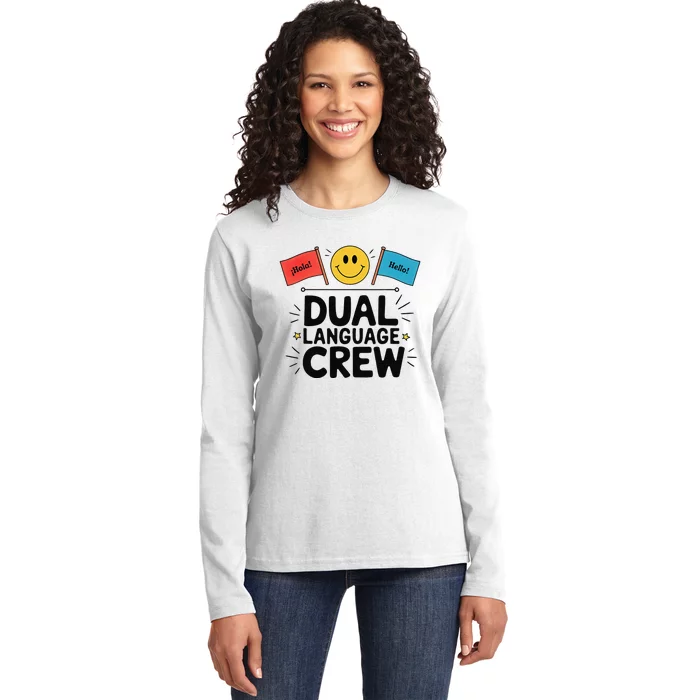 Dual Language Crew Ladies Long Sleeve Shirt