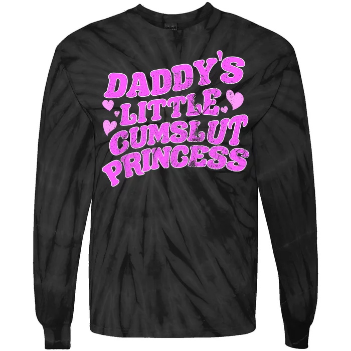 Daddys Little Cumslut Princess Funny Kinky BDSM Sexy Lover Tie-Dye Long Sleeve Shirt