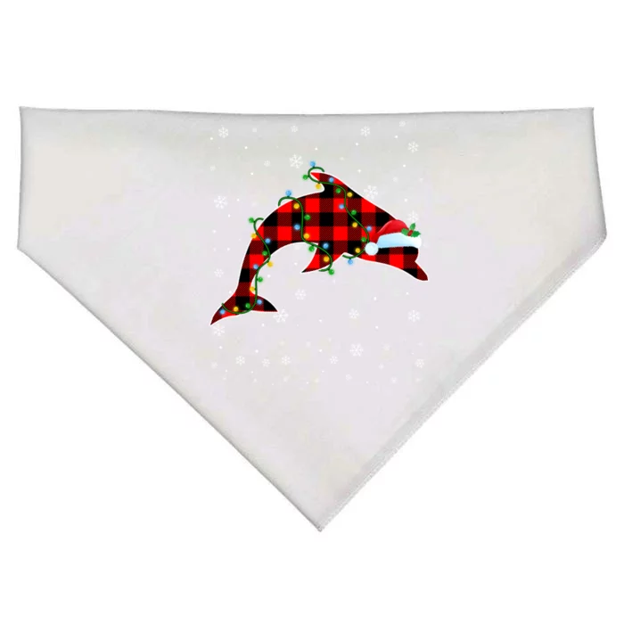 Dolphin Lover Christmas Santa Hat Cute Animals Xmas Lights Gift USA-Made Doggie Bandana