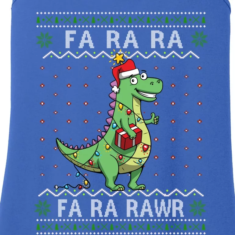 Dinosaur Light Christmas Fa Ra Rawr Ugly Rex Funny Xmas Cute Gift Ladies Essential Tank