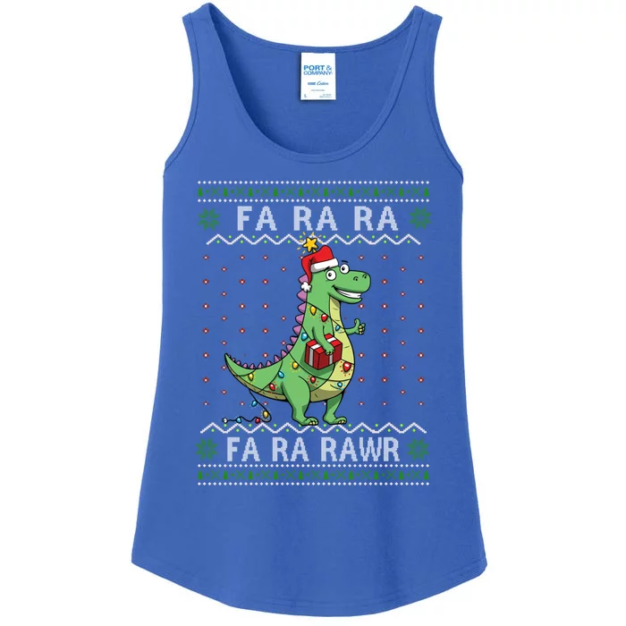 Dinosaur Light Christmas Fa Ra Rawr Ugly Rex Funny Xmas Cute Gift Ladies Essential Tank