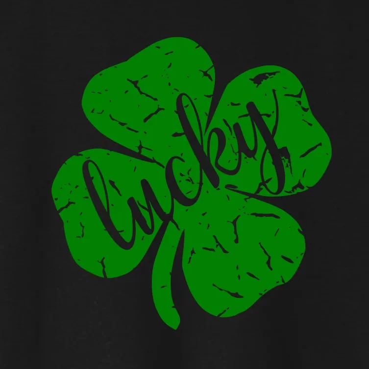 Distressed Lucky Clover St Patricks Day Cute Women's Crop Top Tee