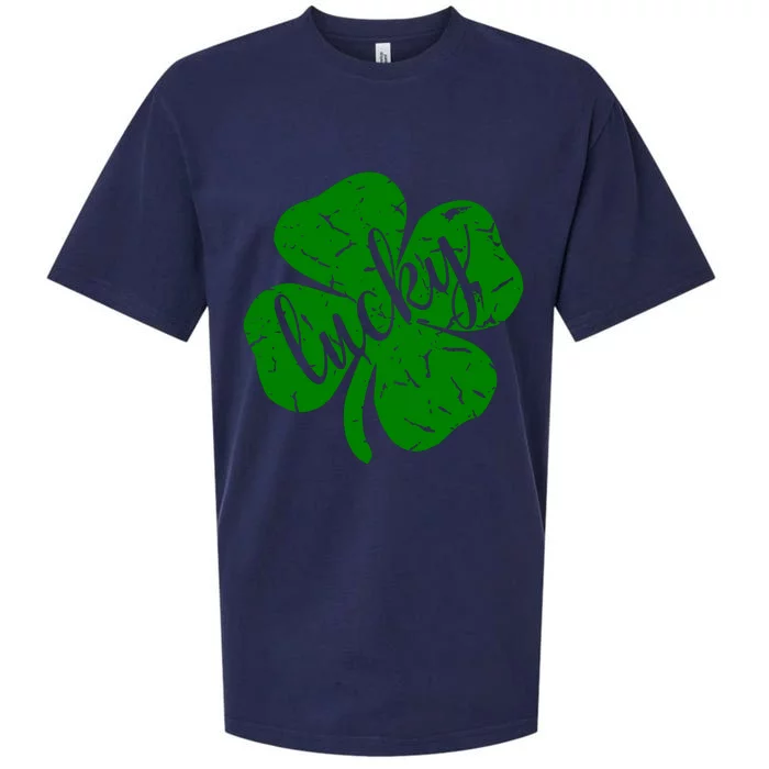 Distressed Lucky Clover St Patricks Day Cute Sueded Cloud Jersey T-Shirt