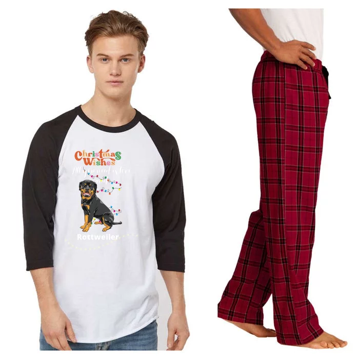 Dog Lovers' Christmas Wishes Rottweiler Xmas Greetings Gift Raglan Sleeve Pajama Set