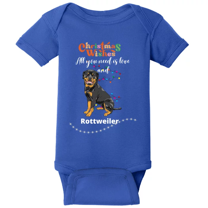 Dog Lovers' Christmas Wishes Rottweiler Xmas Greetings Gift Baby Bodysuit