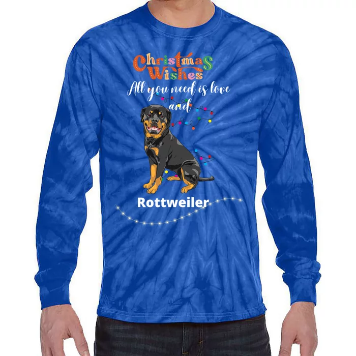 Dog Lovers' Christmas Wishes Rottweiler Xmas Greetings Gift Tie-Dye Long Sleeve Shirt