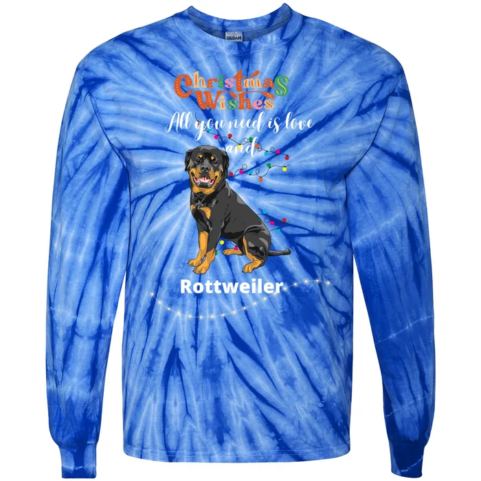 Dog Lovers' Christmas Wishes Rottweiler Xmas Greetings Gift Tie-Dye Long Sleeve Shirt