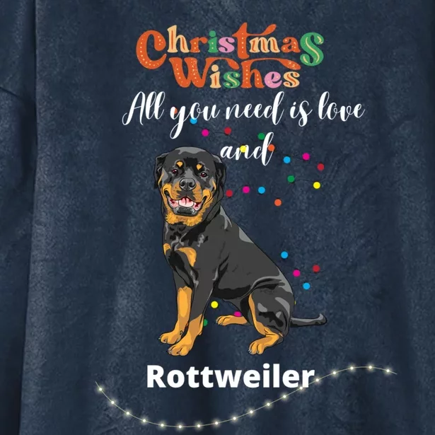 Dog Lovers' Christmas Wishes Rottweiler Xmas Greetings Gift Hooded Wearable Blanket