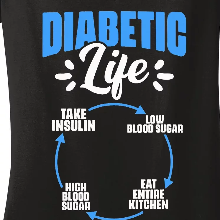 Diabetic Life Diabetes Warrior Diabetes Awareness Women's V-Neck T-Shirt