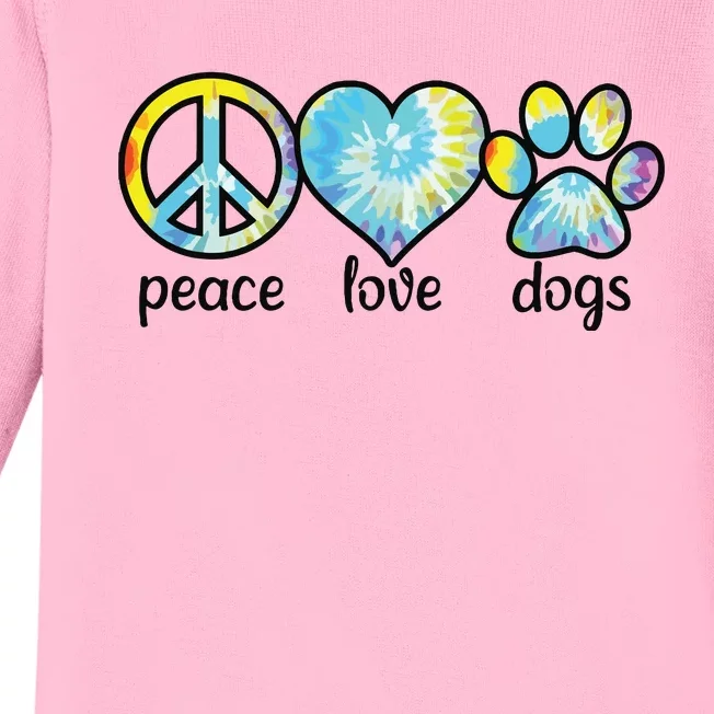 Dog Love Dog Mom Dog Dads Gift Peace Love Dogs Tie Dye Baby Long Sleeve Bodysuit