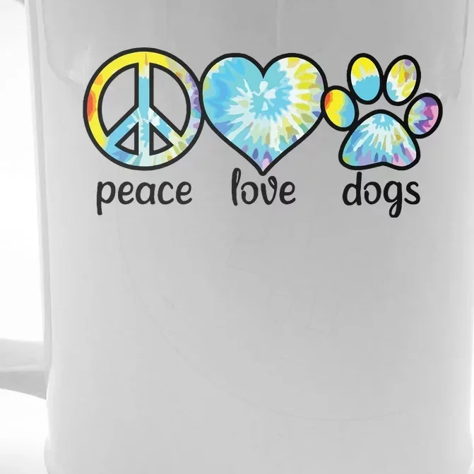 Dog Love Dog Mom Dog Dads Gift Peace Love Dogs Tie Dye Front & Back Beer Stein