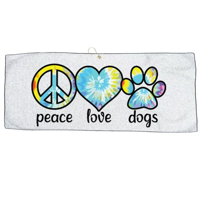 Dog Love Dog Mom Dog Dads Gift Peace Love Dogs Tie Dye Large Microfiber Waffle Golf Towel