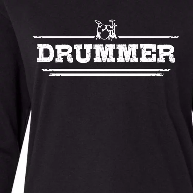 Distressed Look Drumming Gift For Drummers And Percussionists Gift Womens Cotton Relaxed Long Sleeve T-Shirt