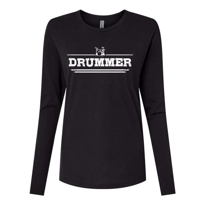 Distressed Look Drumming Gift For Drummers And Percussionists Gift Womens Cotton Relaxed Long Sleeve T-Shirt