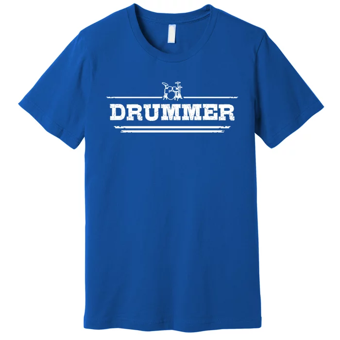 Distressed Look Drumming Gift For Drummers And Percussionists Gift Premium T-Shirt