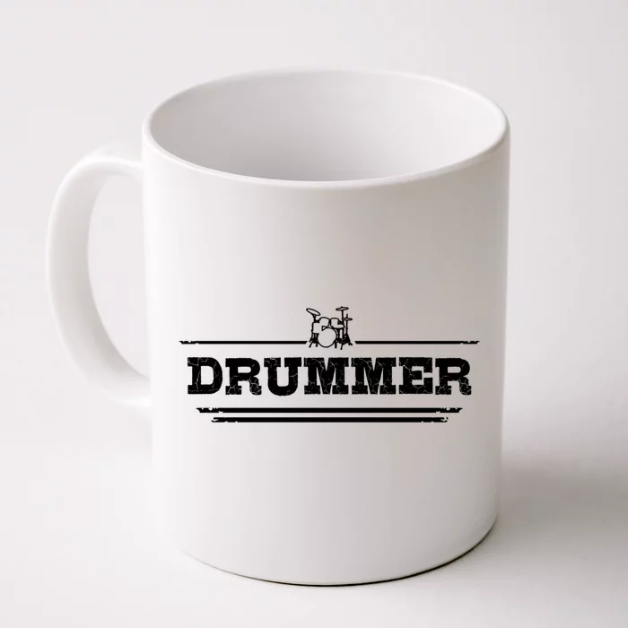 Distressed Look Drumming Gift For Drummers And Percussionists Gift Front & Back Coffee Mug