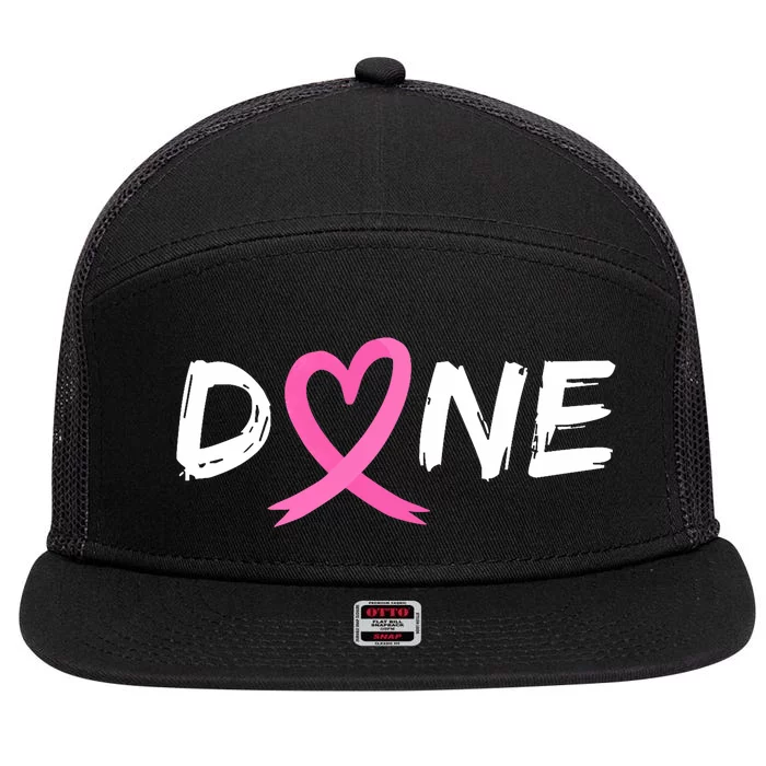 Done Last Day Of Radiation Chemo Breast Cancer Love Heart 7 Panel Mesh Trucker Snapback Hat