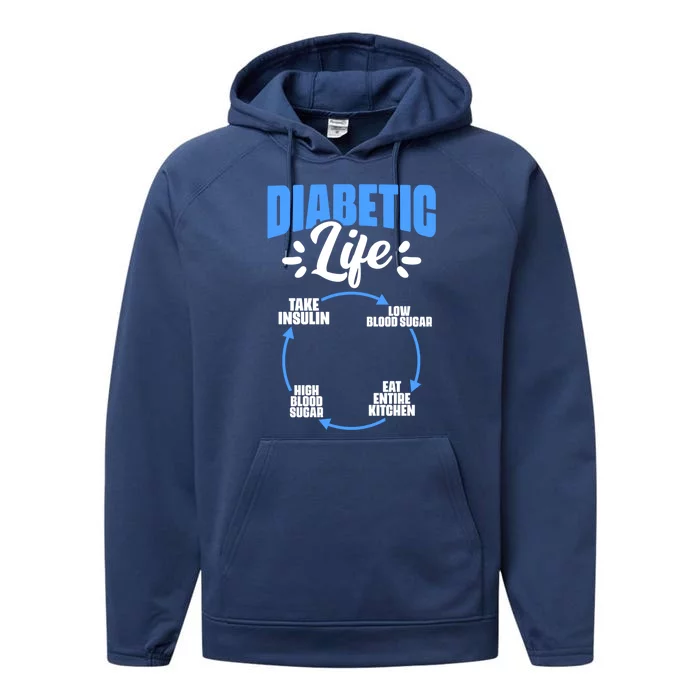 Diabetic Life Diabetes Warrior Diabetes Awareness Gift Performance Fleece Hoodie