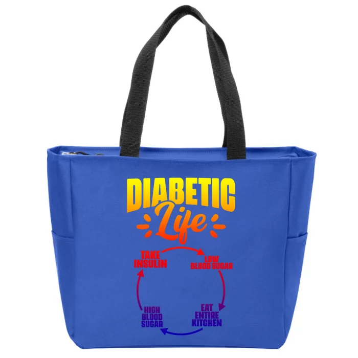 Diabetic Life Diabetes Warrior Diabetes Awareness Cool Gift Zip Tote Bag