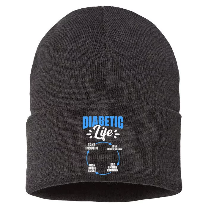 Diabetic Life Diabetes Warrior Diabetes Awareness Sustainable Knit Beanie