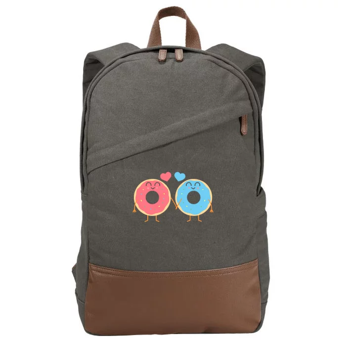 Donuts Love Doughnut Couple Valentine's Day Gift Cotton Canvas Backpack