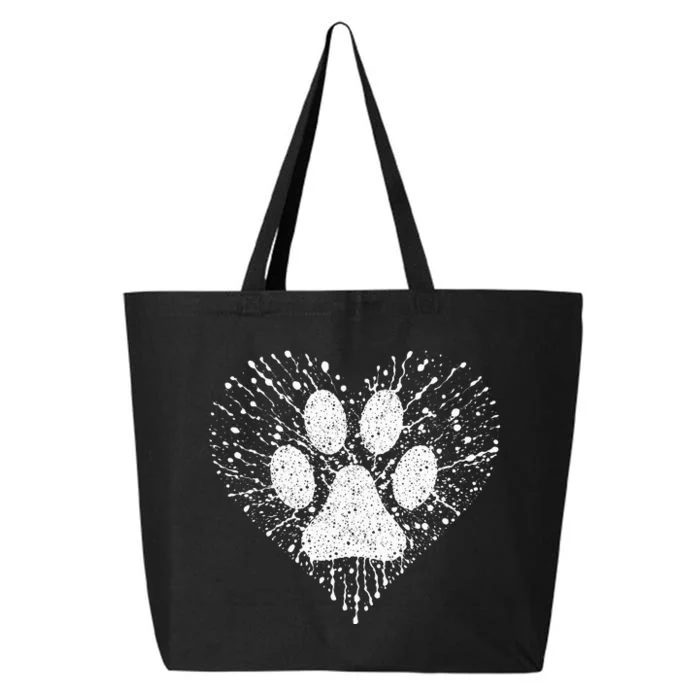 Dog Lover Dog Mom Dad Creative Heart Dog Paw Print 25L Jumbo Tote