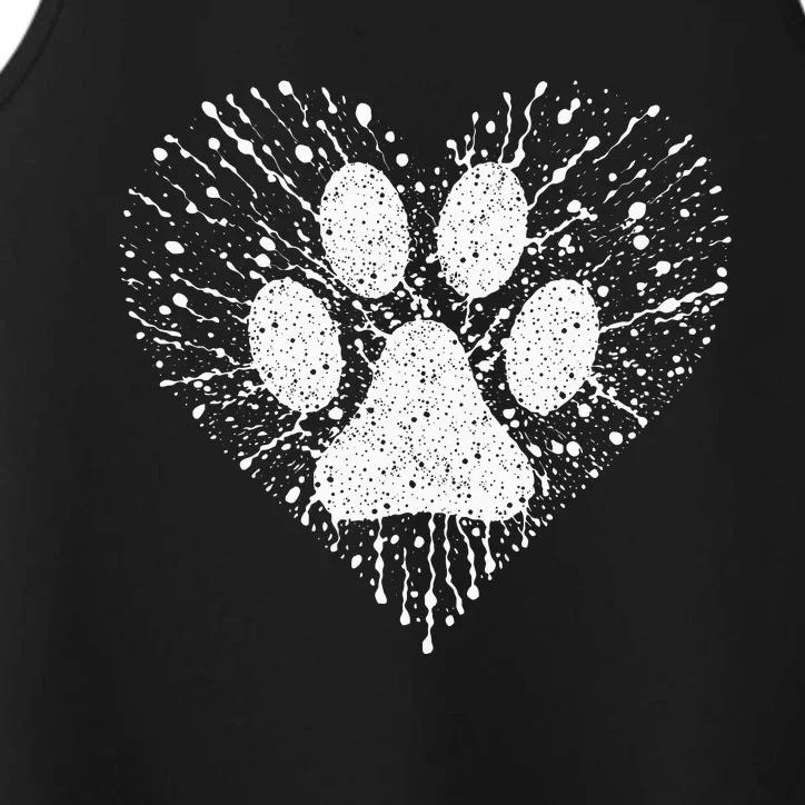 Dog Lover Dog Mom Dad Creative Heart Dog Paw Print Performance Tank