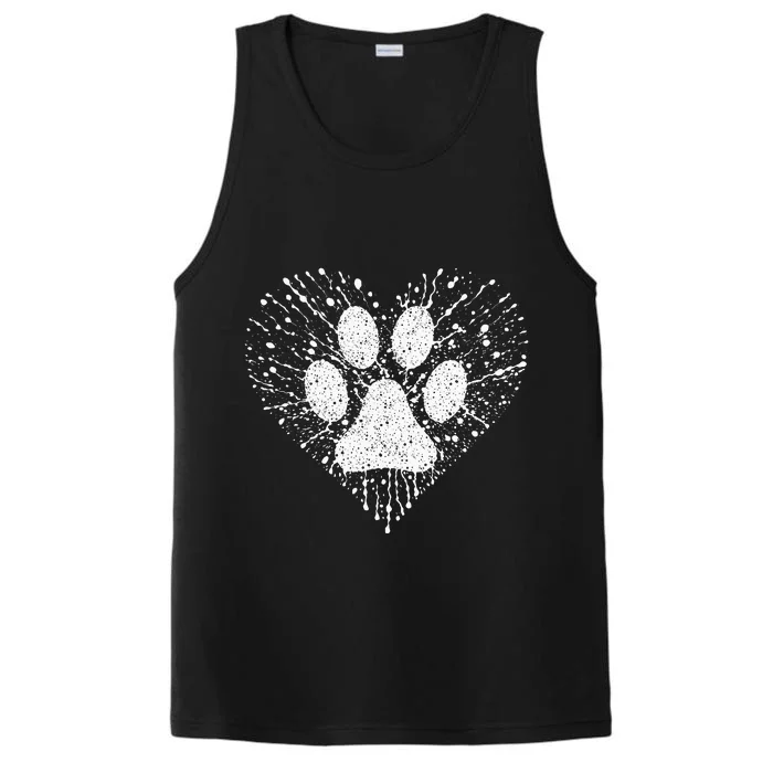 Dog Lover Dog Mom Dad Creative Heart Dog Paw Print Performance Tank