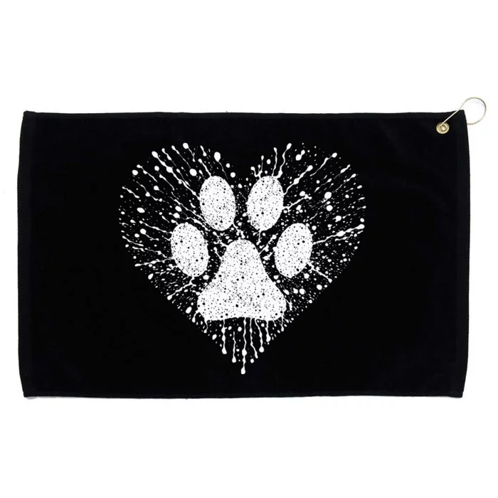 Dog Lover Dog Mom Dad Creative Heart Dog Paw Print Grommeted Golf Towel