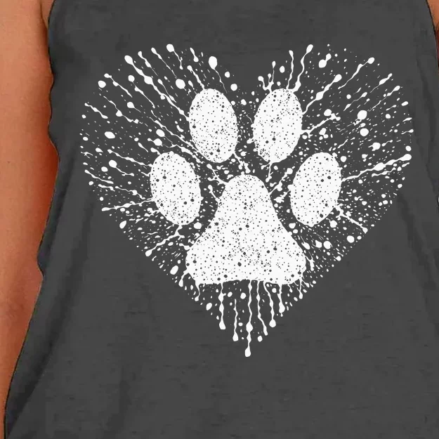 Dog Lover Dog Mom Dad Creative Heart Dog Paw Print Women's Knotted Racerback Tank