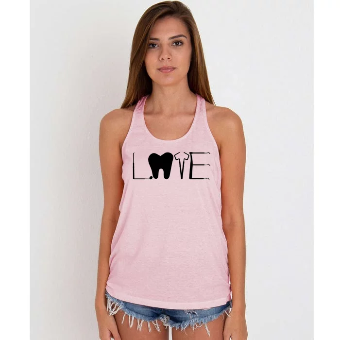 Dentist Love Dental Assistant Tooth Squad Cute Teeth Dentist Great Gift Women's Knotted Racerback Tank