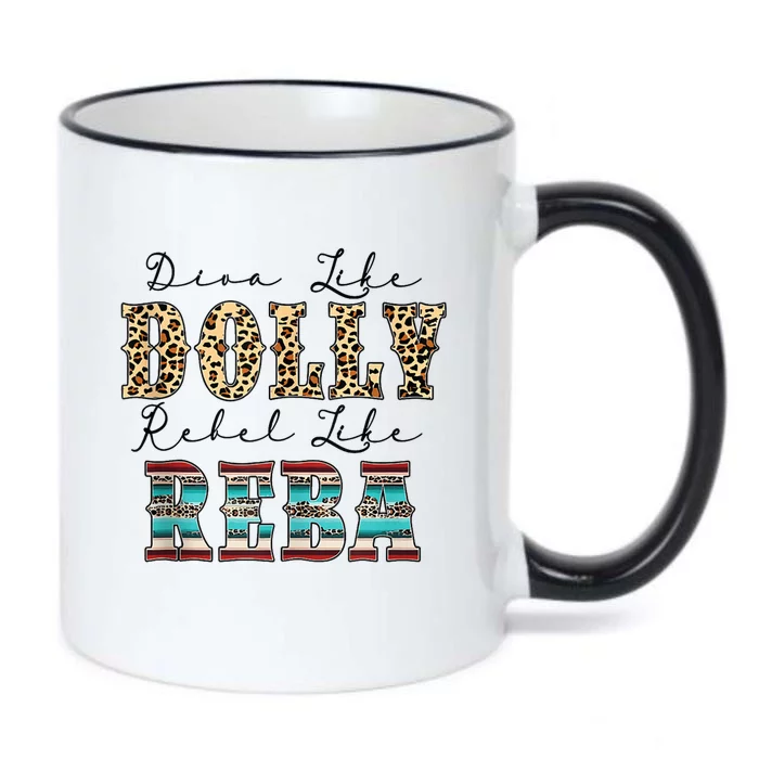 Diva Like Dolly Rebel Like Reba Leopard Texture Style Black Color Changing Mug