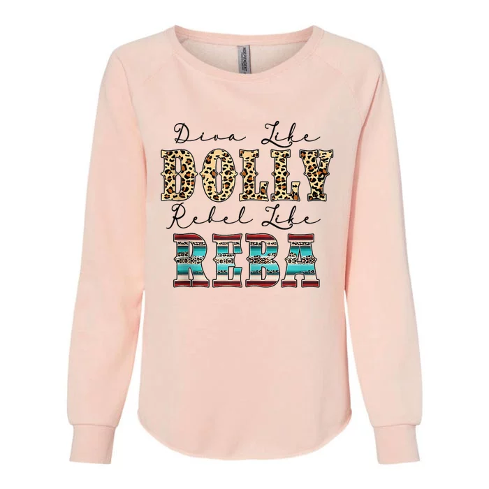 Diva Like Dolly Rebel Like Reba Leopard Texture Style Womens California Wash Sweatshirt