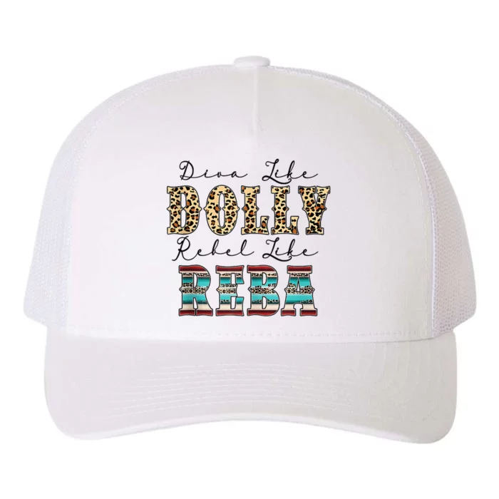 Diva Like Dolly Rebel Like Reba Leopard Texture Style Yupoong Adult 5-Panel Trucker Hat