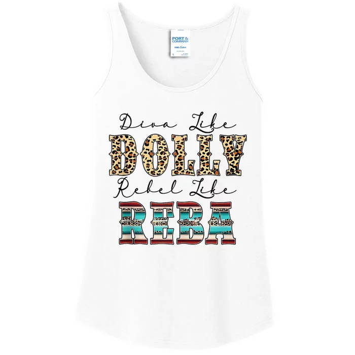 Diva Like Dolly Rebel Like Reba Leopard Texture Style Ladies Essential Tank