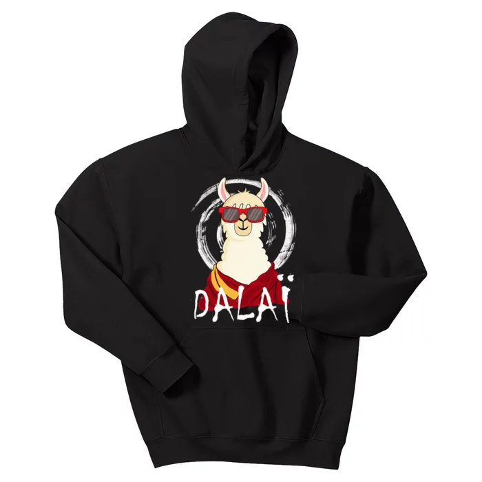 Dalai Lama Does Yoga Meditation With Buddhism Alpaca Kids Hoodie