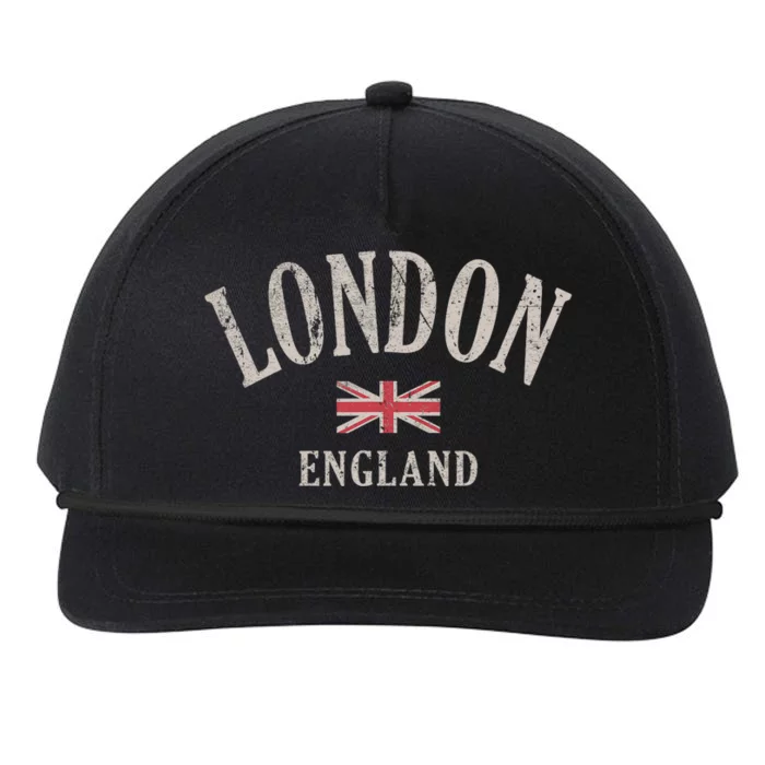 Distressed London England Uk Flag Snapback Five-Panel Rope Hat