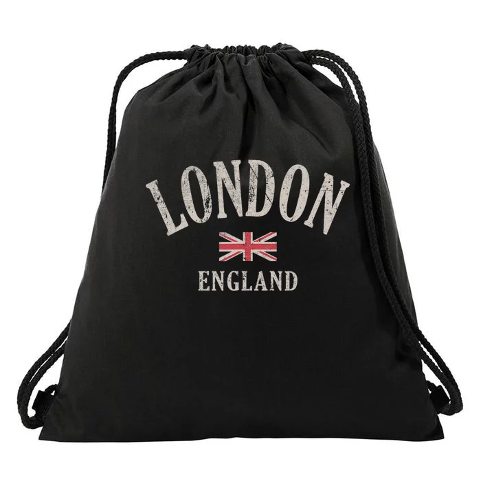 Distressed London England Uk Flag Drawstring Bag